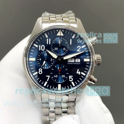 Swiss Copy IWC Schaffhausen Pilot's Spitfire Blue Chronograph Dial Stainless Steel Watch 43mm 